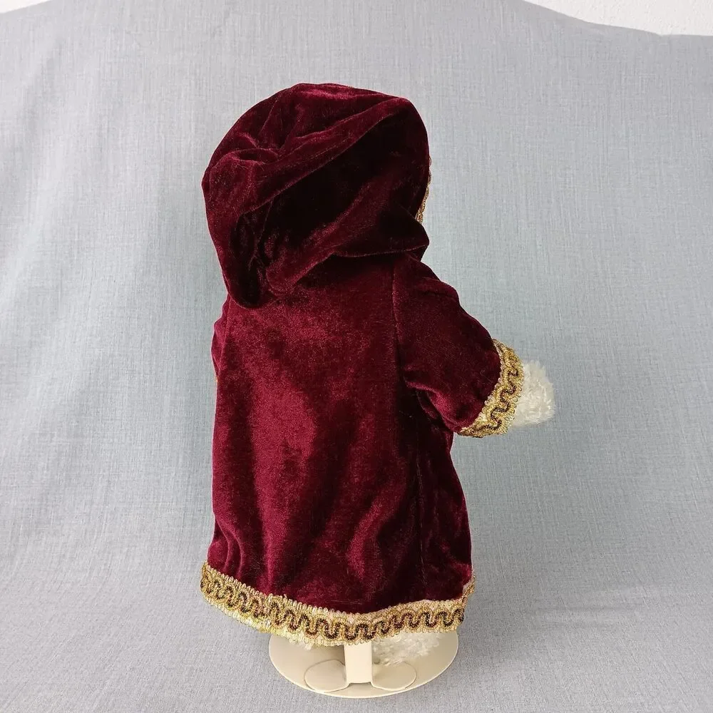 Ty Attic Treasures Gem White Bear Stuffed Dark Red Cape Robe Festive Holiday